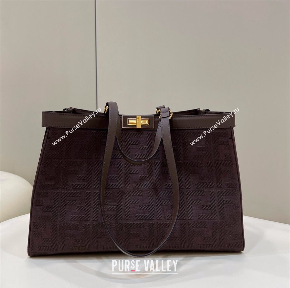 Fendi Medium X-Tote Bag in FF Canvas 8265A Chocolate Brown 2024 Top 0523 (CL-240523132)