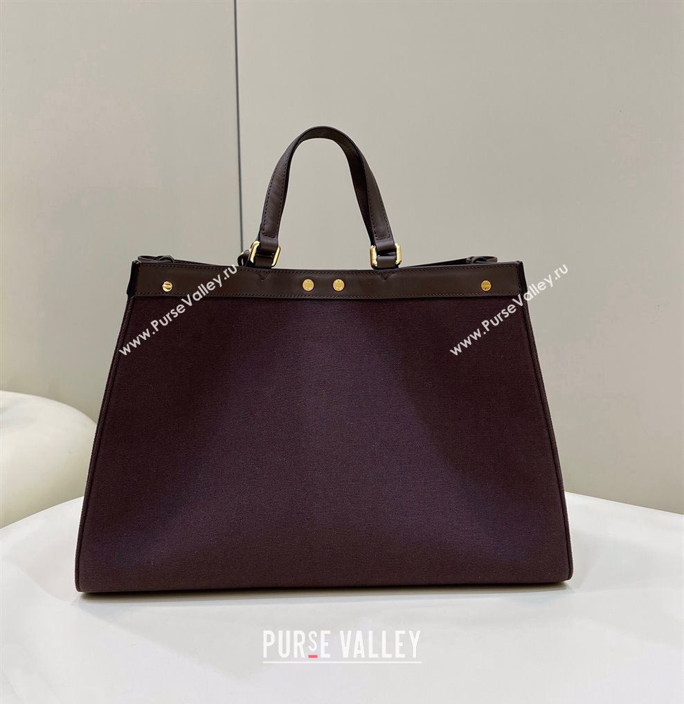 Fendi Medium X-Tote Bag in FF Canvas 8265A Chocolate Brown 2024 Top 0523 (CL-240523132)