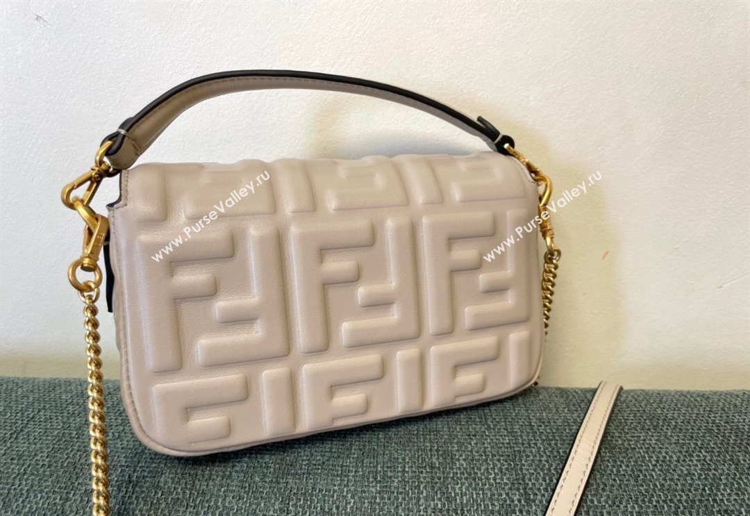 Fendi Baguette Mini Nappa Leather Bag Light Grey 2024 0135 (AF-240523082)