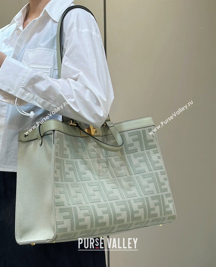 Fendi Medium X-Tote Bag in FF Canvas 8265A Light Green 2024 Top 0523 (CL-240523133)