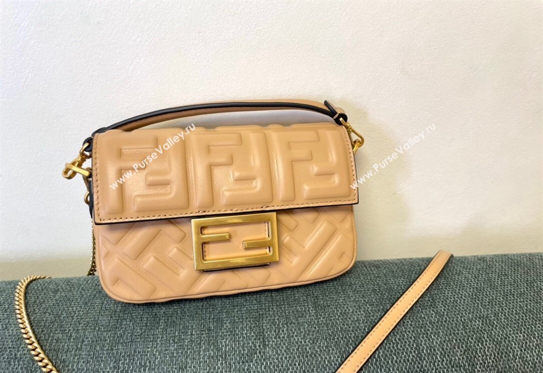 Fendi Baguette Mini Nappa Leather Bag Apricot 2024 0135 (AF-240523083)