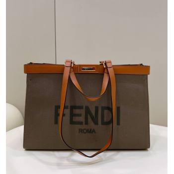 Fendi Medium X-Tote Bag in FF Canvas 8265A Green/Brown 2024 Top 0523 (CL-240523141)