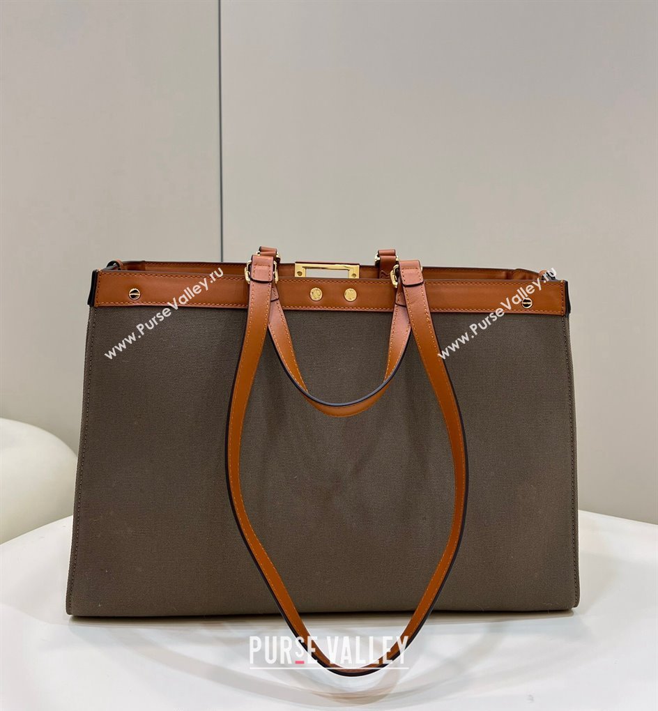 Fendi Medium X-Tote Bag in FF Canvas 8265A Green/Brown 2024 Top 0523 (CL-240523141)