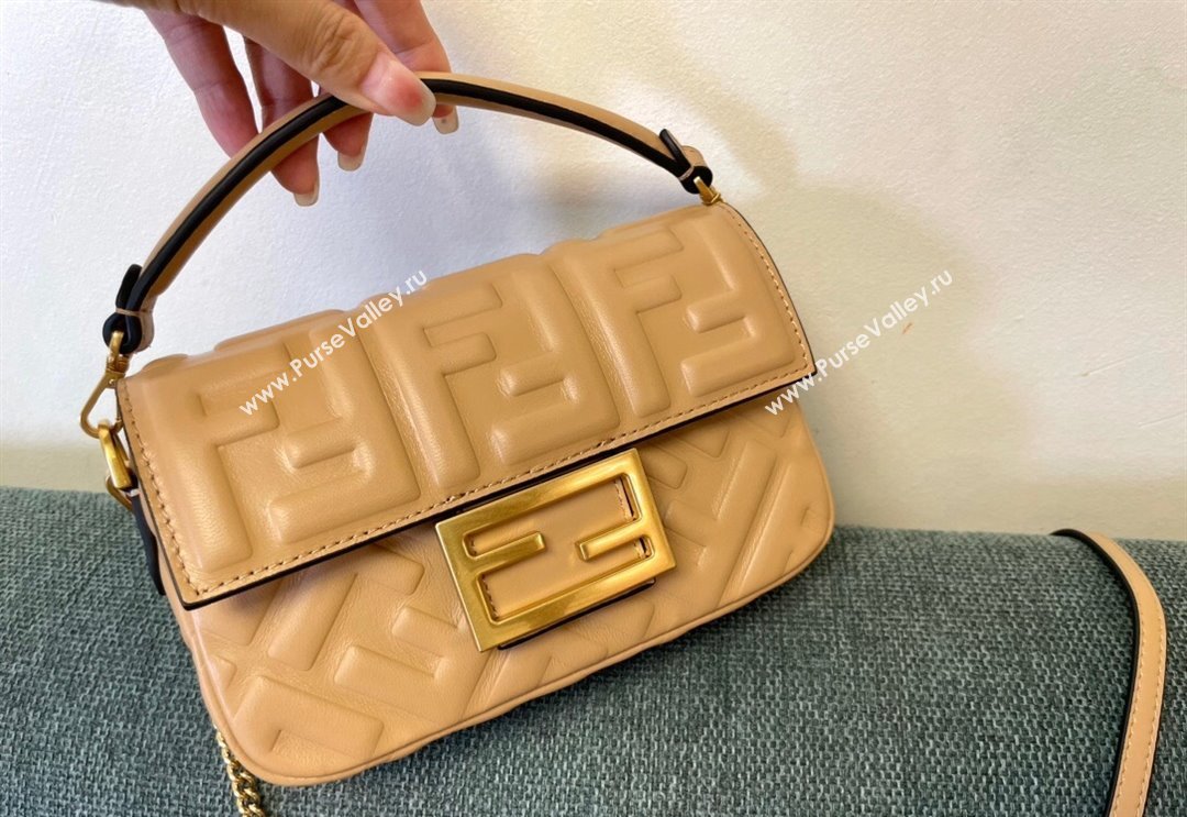 Fendi Baguette Mini Nappa Leather Bag Apricot 2024 0135 (AF-240523083)