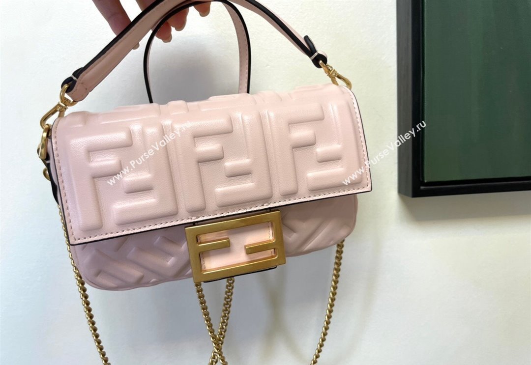 Fendi Baguette Mini Nappa Leather Bag Light Pink 2024 0135 (AF-240523084)