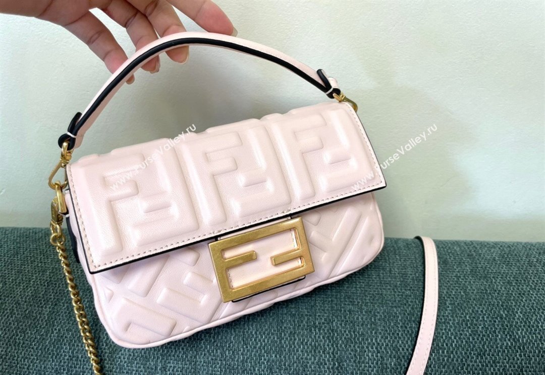 Fendi Baguette Mini Nappa Leather Bag Light Pink 2024 0135 (AF-240523084)