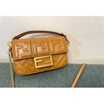 Fendi Baguette Mini Nappa Leather Bag Caramel Brown 2024 0135 (AF-240523085)