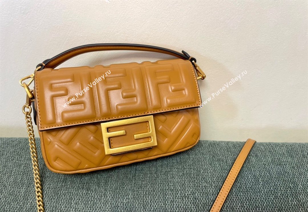 Fendi Baguette Mini Nappa Leather Bag Caramel Brown 2024 0135 (AF-240523085)