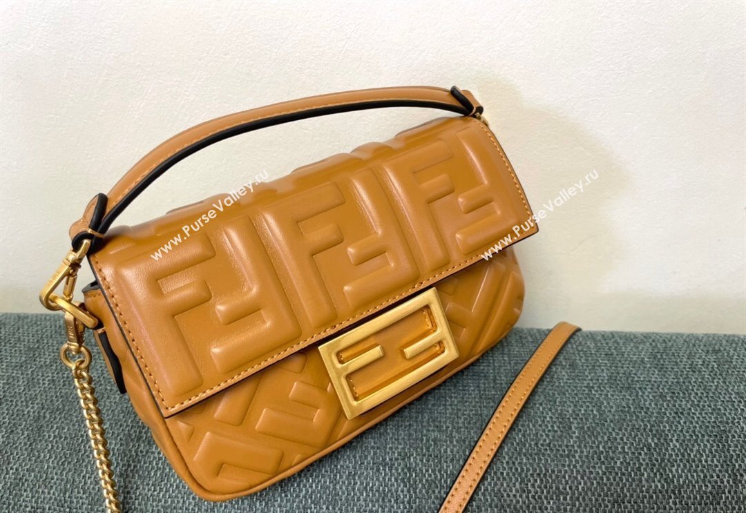 Fendi Baguette Mini Nappa Leather Bag Caramel Brown 2024 0135 (AF-240523085)