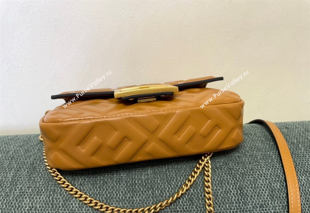 Fendi Baguette Mini Nappa Leather Bag Caramel Brown 2024 0135 (AF-240523085)