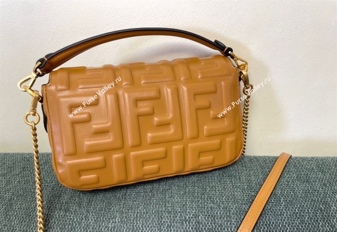 Fendi Baguette Mini Nappa Leather Bag Caramel Brown 2024 0135 (AF-240523085)