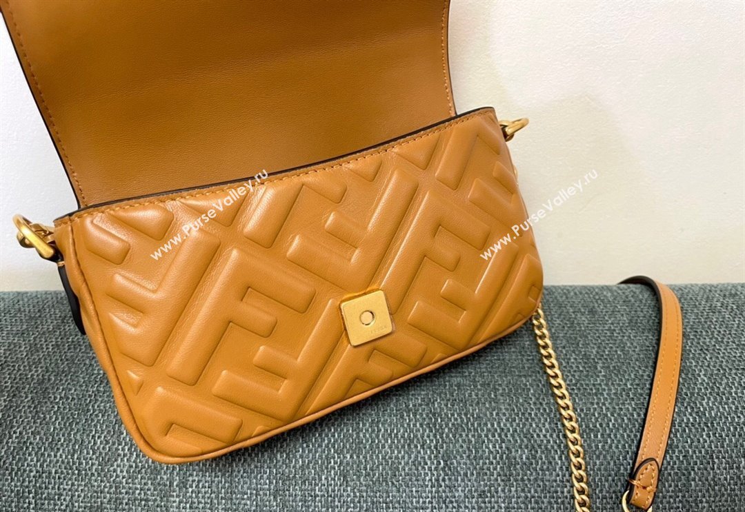 Fendi Baguette Mini Nappa Leather Bag Caramel Brown 2024 0135 (AF-240523085)