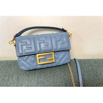 Fendi Baguette Mini Nappa Leather Bag Dusty Blue 2024 0135 (AF-240523086)