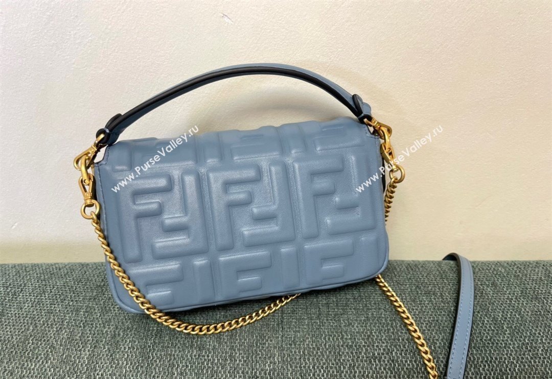 Fendi Baguette Mini Nappa Leather Bag Dusty Blue 2024 0135 (AF-240523086)