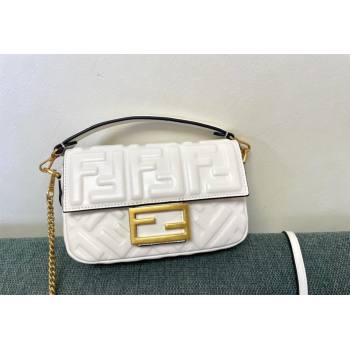 Fendi Baguette Mini Nappa Leather Bag White 2024 0135 (AF-240523087)