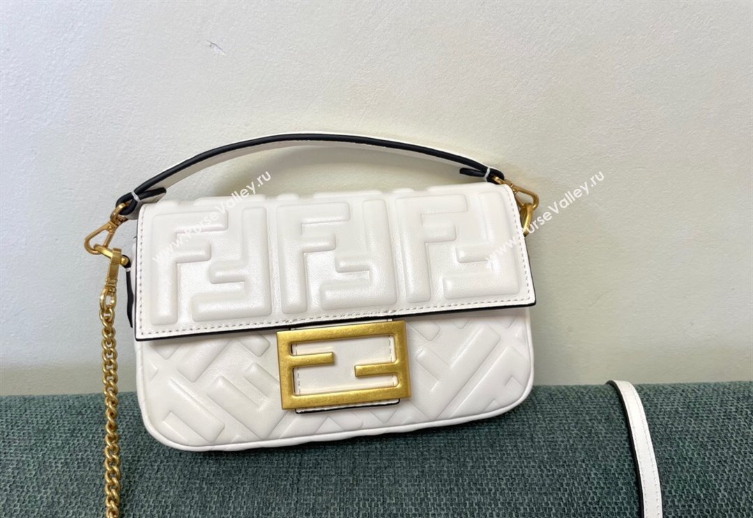 Fendi Baguette Mini Nappa Leather Bag White 2024 0135 (AF-240523087)