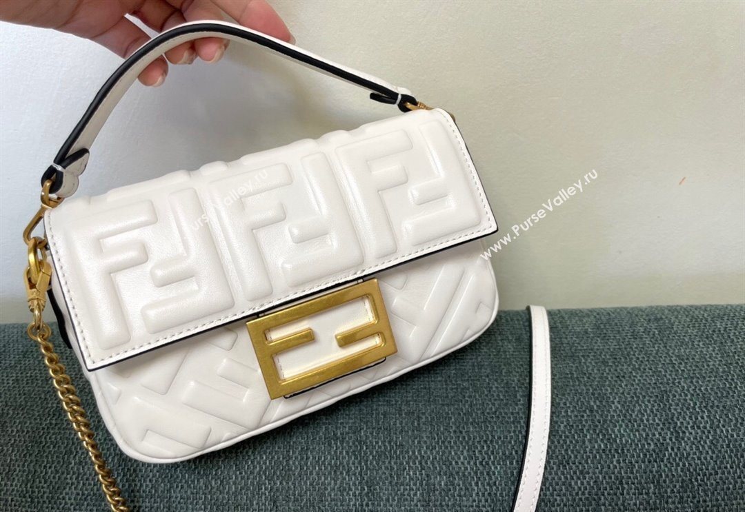 Fendi Baguette Mini Nappa Leather Bag White 2024 0135 (AF-240523087)