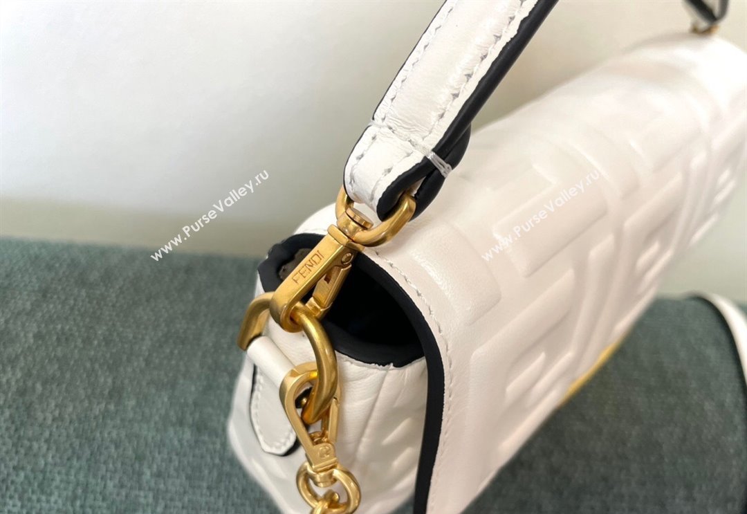 Fendi Baguette Mini Nappa Leather Bag White 2024 0135 (AF-240523087)