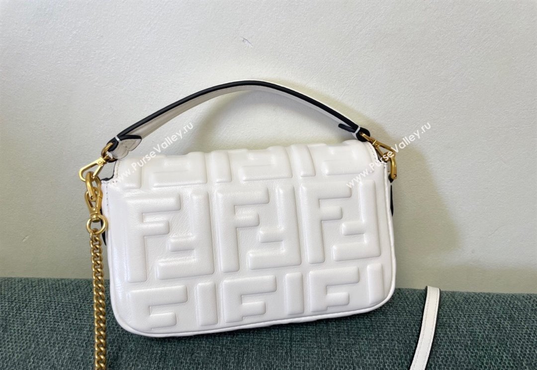 Fendi Baguette Mini Nappa Leather Bag White 2024 0135 (AF-240523087)