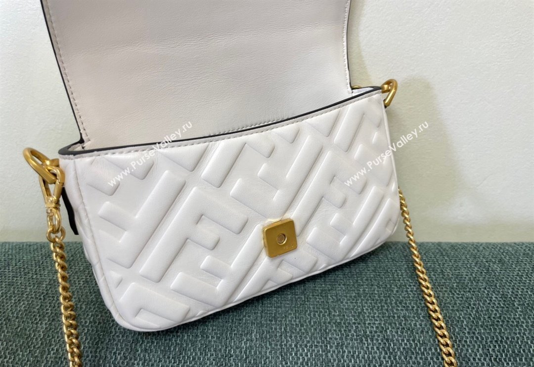 Fendi Baguette Mini Nappa Leather Bag White 2024 0135 (AF-240523087)