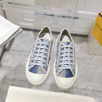 Fendi Domino Low-top Sneakers in FF Canvas Denim Blue/Grey 2024 0604 (MD-240604165)