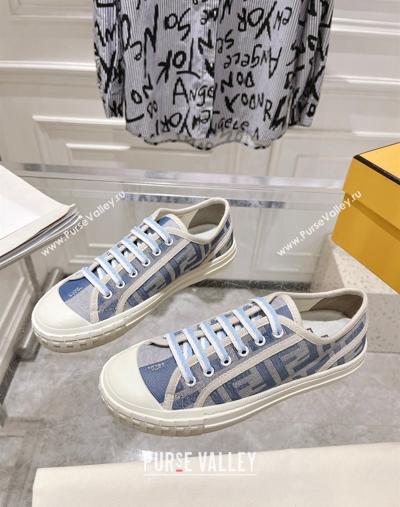 Fendi Domino Low-top Sneakers in FF Canvas Denim Blue/Grey 2024 0604 (MD-240604165)