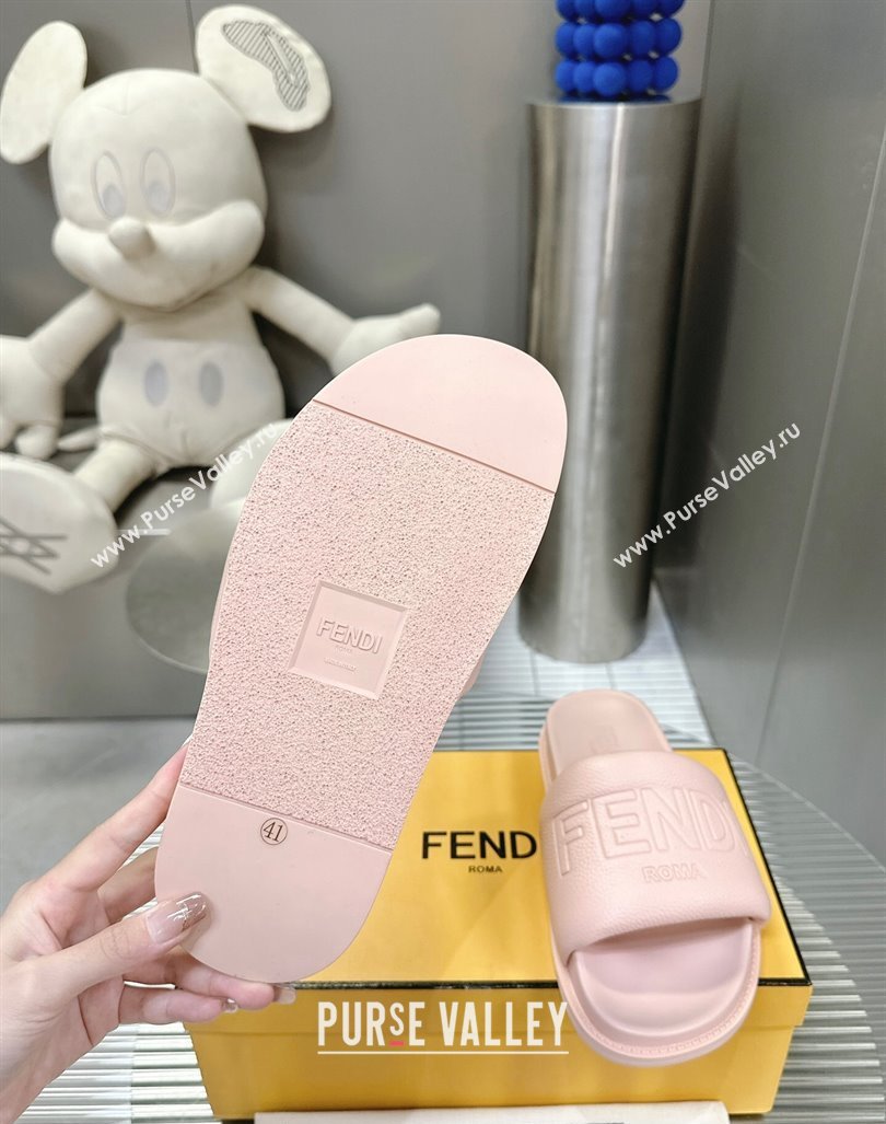 Fendi Roma Calfskin Flat Slide Sandals Light Pink 2024 0604 (MD-240604154)