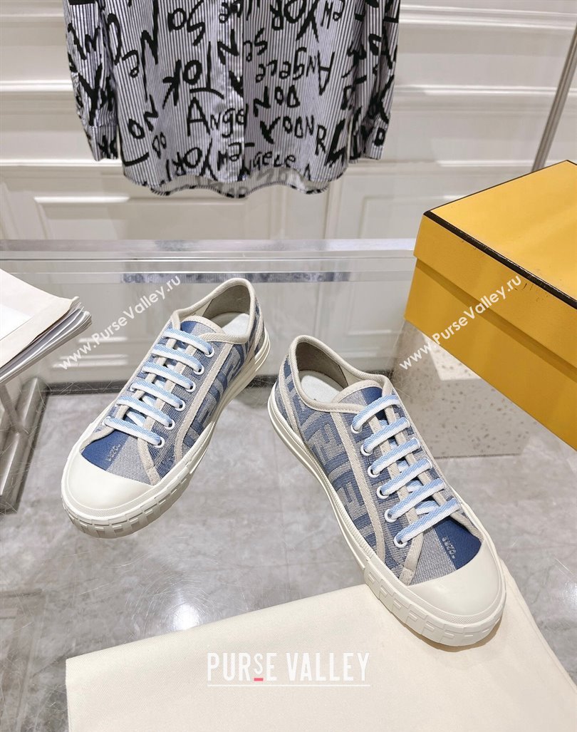 Fendi Domino Low-top Sneakers in FF Canvas Denim Blue/Grey 2024 0604 (MD-240604165)