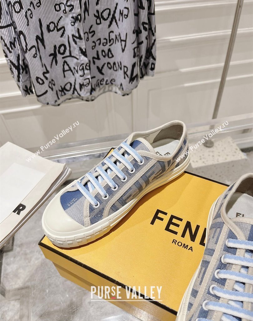 Fendi Domino Low-top Sneakers in FF Canvas Denim Blue/Grey 2024 0604 (MD-240604165)