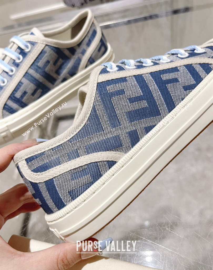 Fendi Domino Low-top Sneakers in FF Canvas Denim Blue/Grey 2024 0604 (MD-240604165)