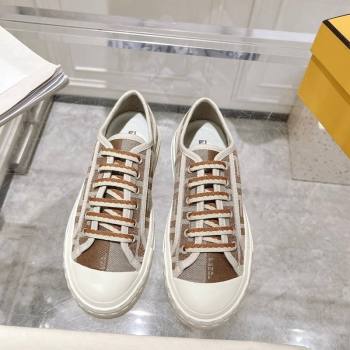 Fendi Domino Low-top Sneakers in FF Canvas Brown/Grey 2024 0604 (MD-240604166)