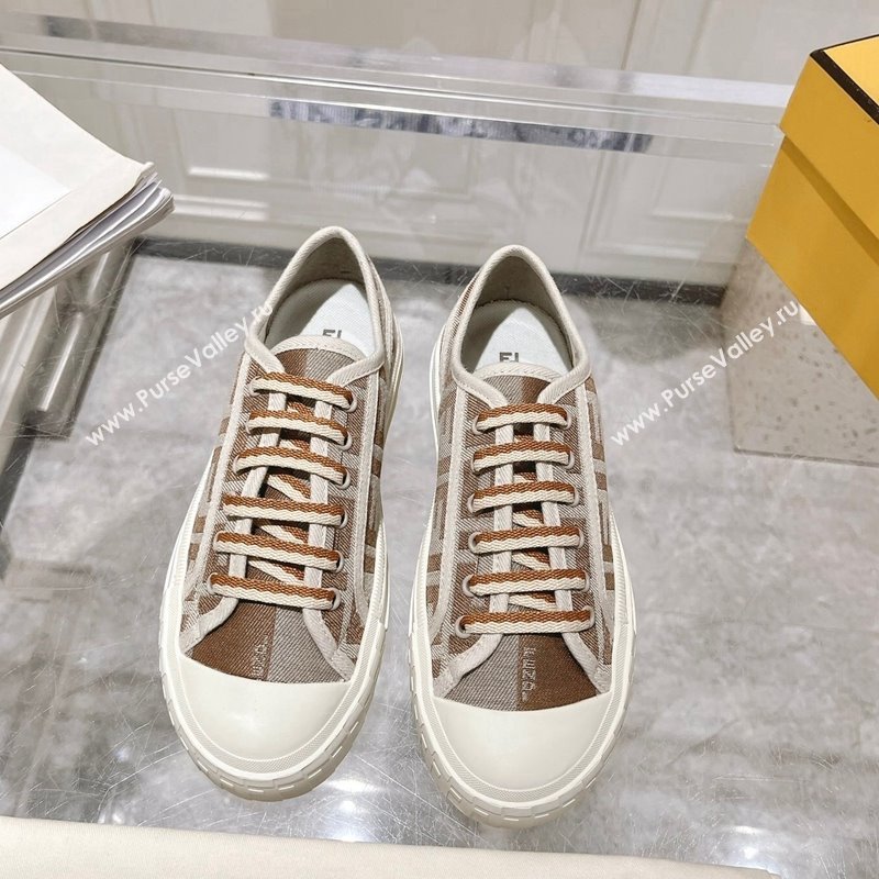 Fendi Domino Low-top Sneakers in FF Canvas Brown/Grey 2024 0604 (MD-240604166)