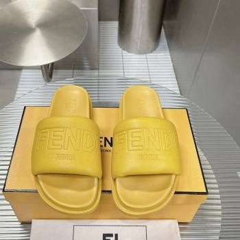 Fendi Roma Calfskin Flat Slide Sandals Yellow 2024 0604 (MD-240604155)