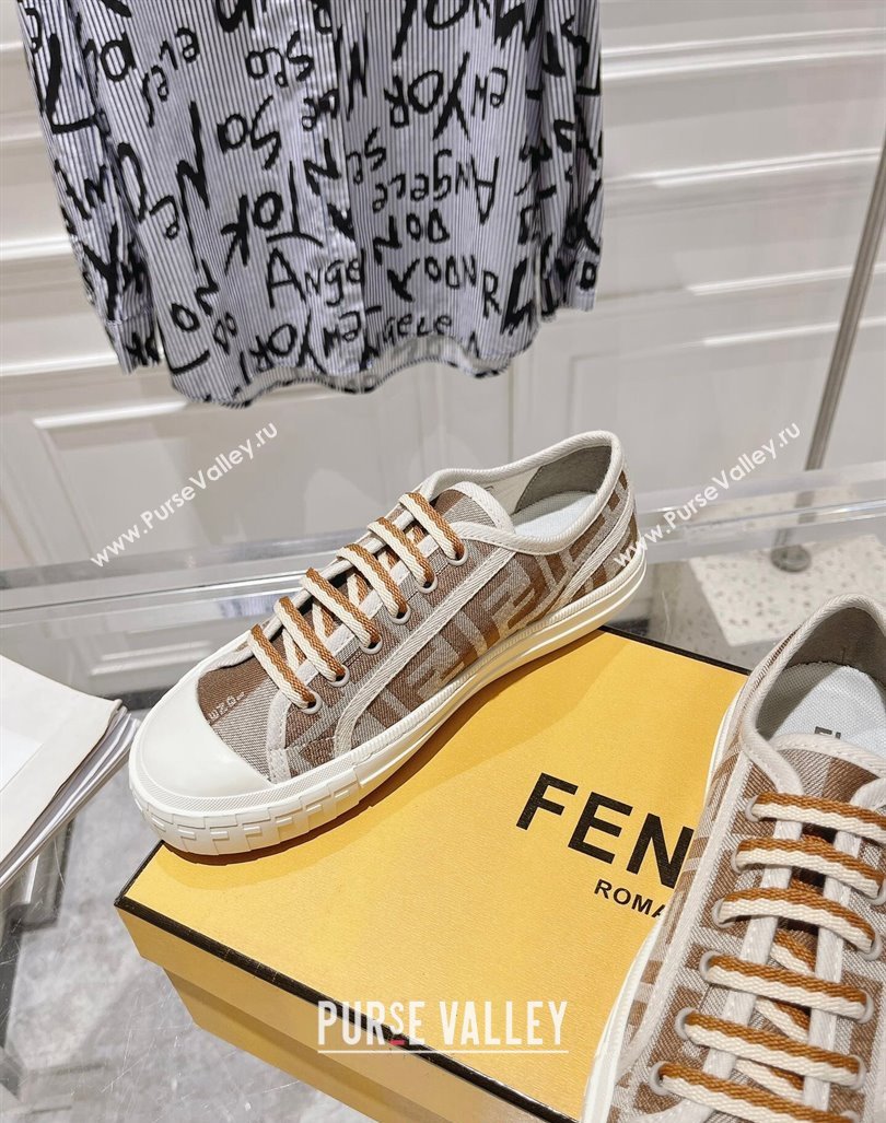 Fendi Domino Low-top Sneakers in FF Canvas Brown/Grey 2024 0604 (MD-240604166)