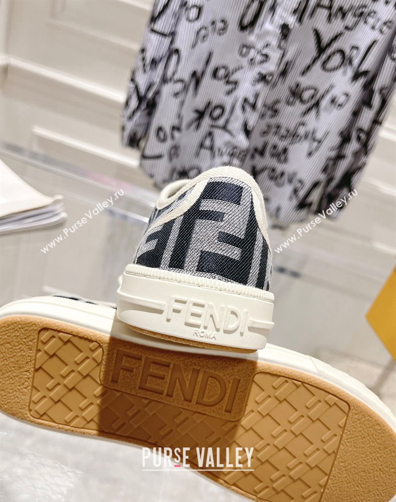 Fendi Domino Low-top Sneakers in FF Canvas Grey/Dark Blue 2024 0604 (MD-240604167)