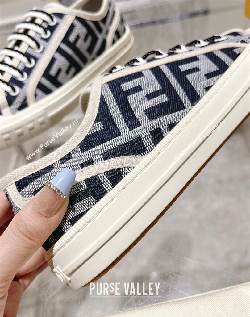 Fendi Domino Low-top Sneakers in FF Canvas Grey/Dark Blue 2024 0604 (MD-240604167)