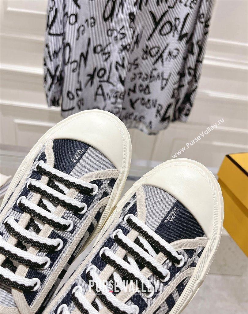 Fendi Domino Low-top Sneakers in FF Canvas Grey/Dark Blue 2024 0604 (MD-240604167)