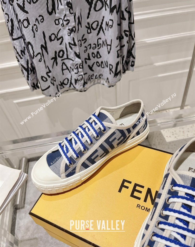 Fendi Domino Low-top Sneakers in FF Canvas Grey/Navy Blue 2024 0604 (MD-240604168)