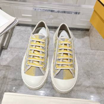 Fendi Domino Low-top Sneakers in FF Canvas Grey/Yellow 2024 0604 (MD-240604169)