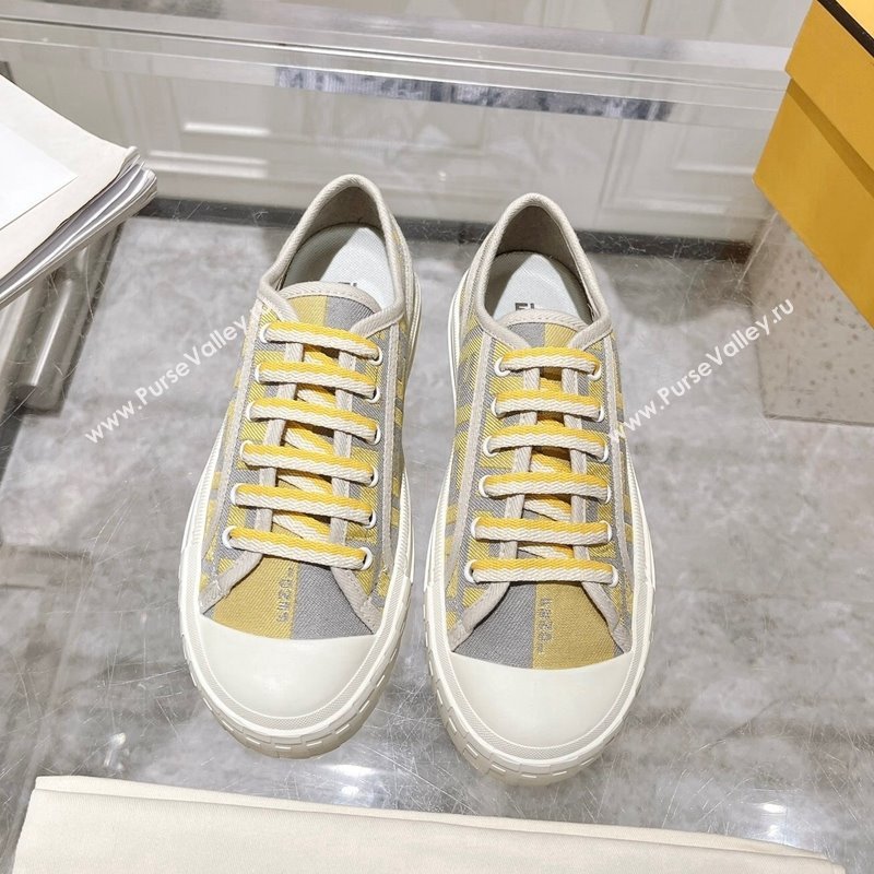 Fendi Domino Low-top Sneakers in FF Canvas Grey/Yellow 2024 0604 (MD-240604169)