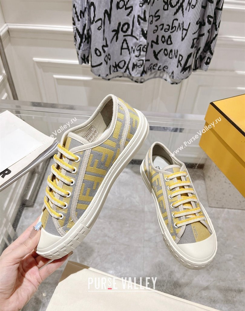 Fendi Domino Low-top Sneakers in FF Canvas Grey/Yellow 2024 0604 (MD-240604169)