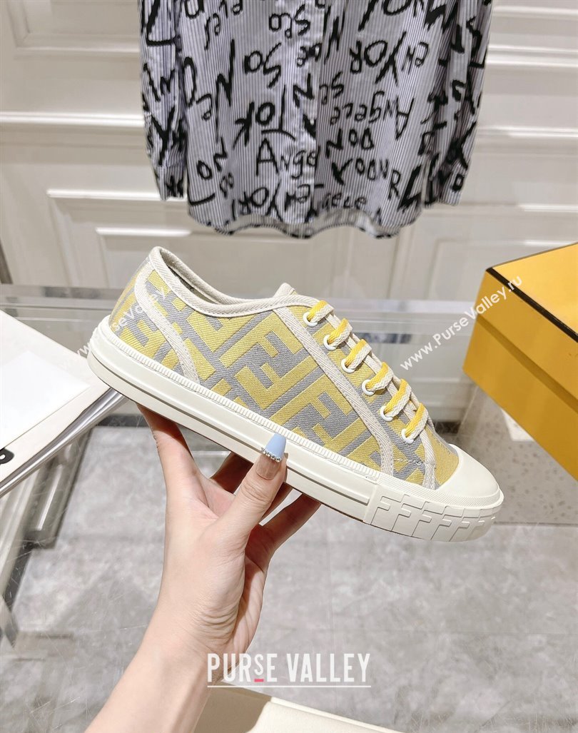 Fendi Domino Low-top Sneakers in FF Canvas Grey/Yellow 2024 0604 (MD-240604169)