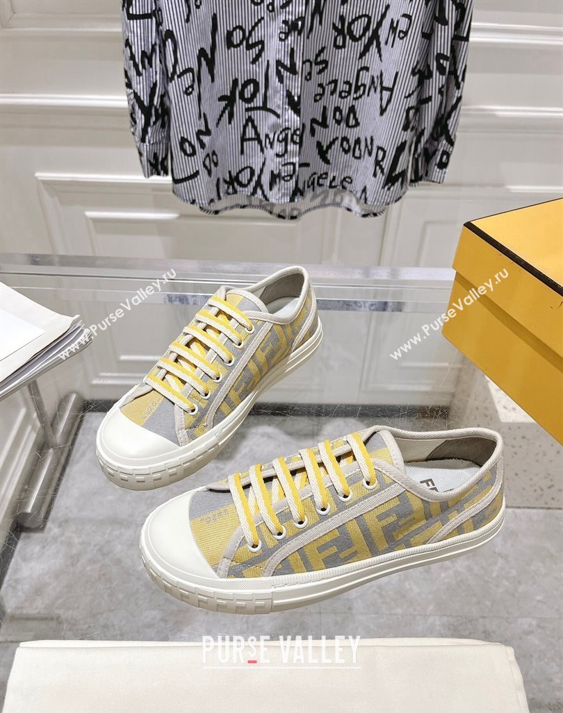 Fendi Domino Low-top Sneakers in FF Canvas Grey/Yellow 2024 0604 (MD-240604169)