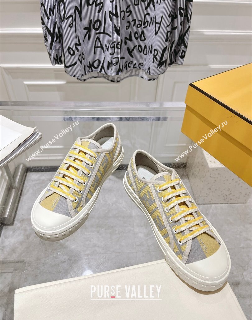 Fendi Domino Low-top Sneakers in FF Canvas Grey/Yellow 2024 0604 (MD-240604169)