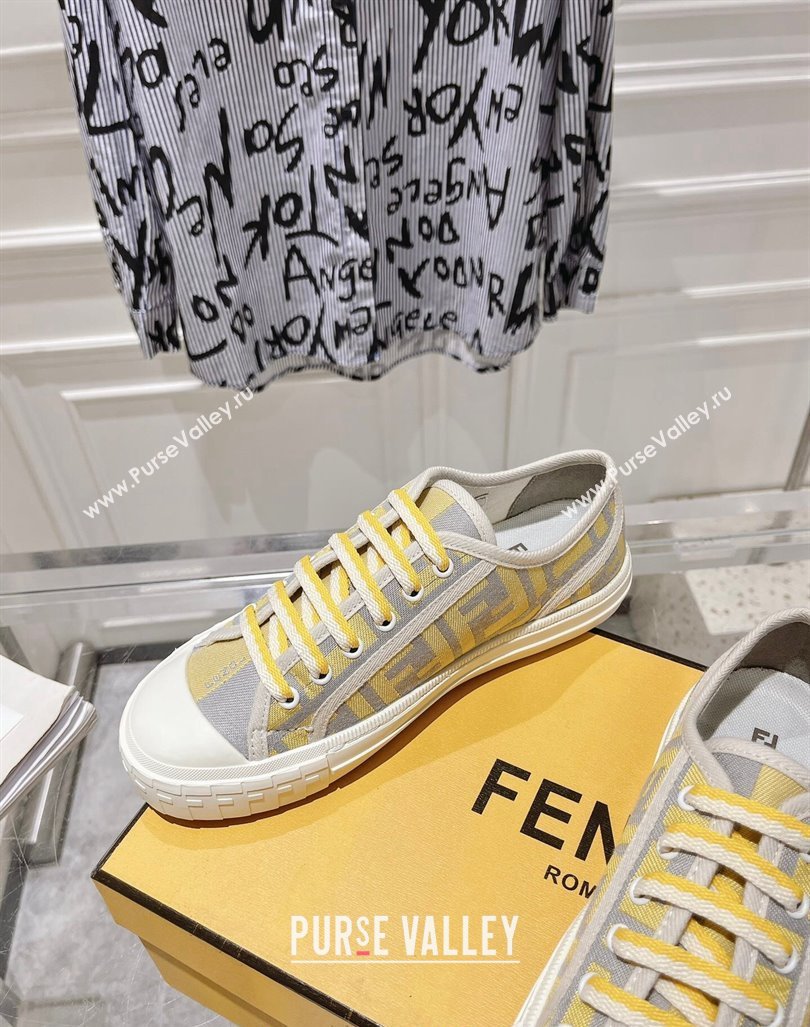 Fendi Domino Low-top Sneakers in FF Canvas Grey/Yellow 2024 0604 (MD-240604169)