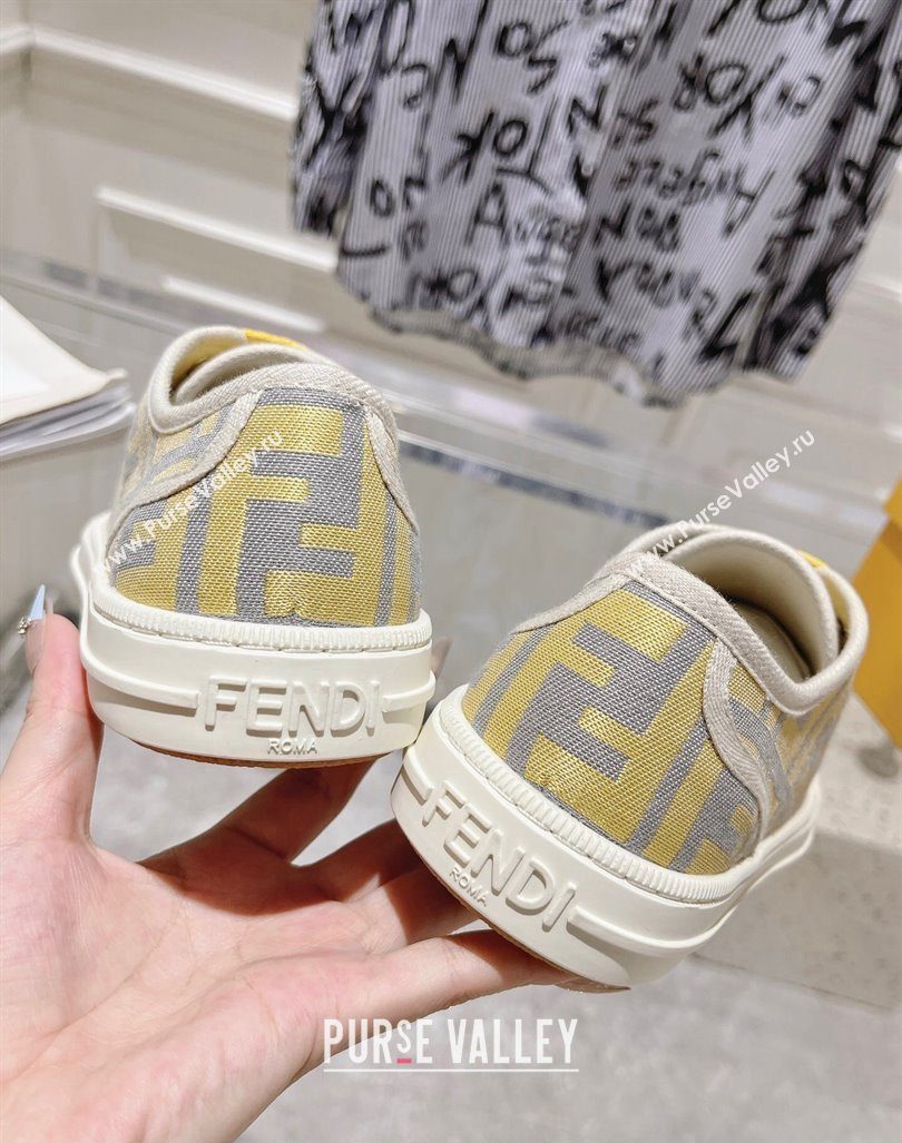 Fendi Domino Low-top Sneakers in FF Canvas Grey/Yellow 2024 0604 (MD-240604169)