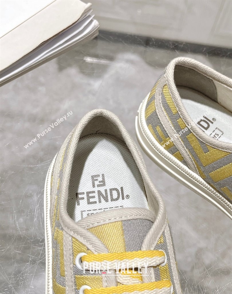 Fendi Domino Low-top Sneakers in FF Canvas Grey/Yellow 2024 0604 (MD-240604169)