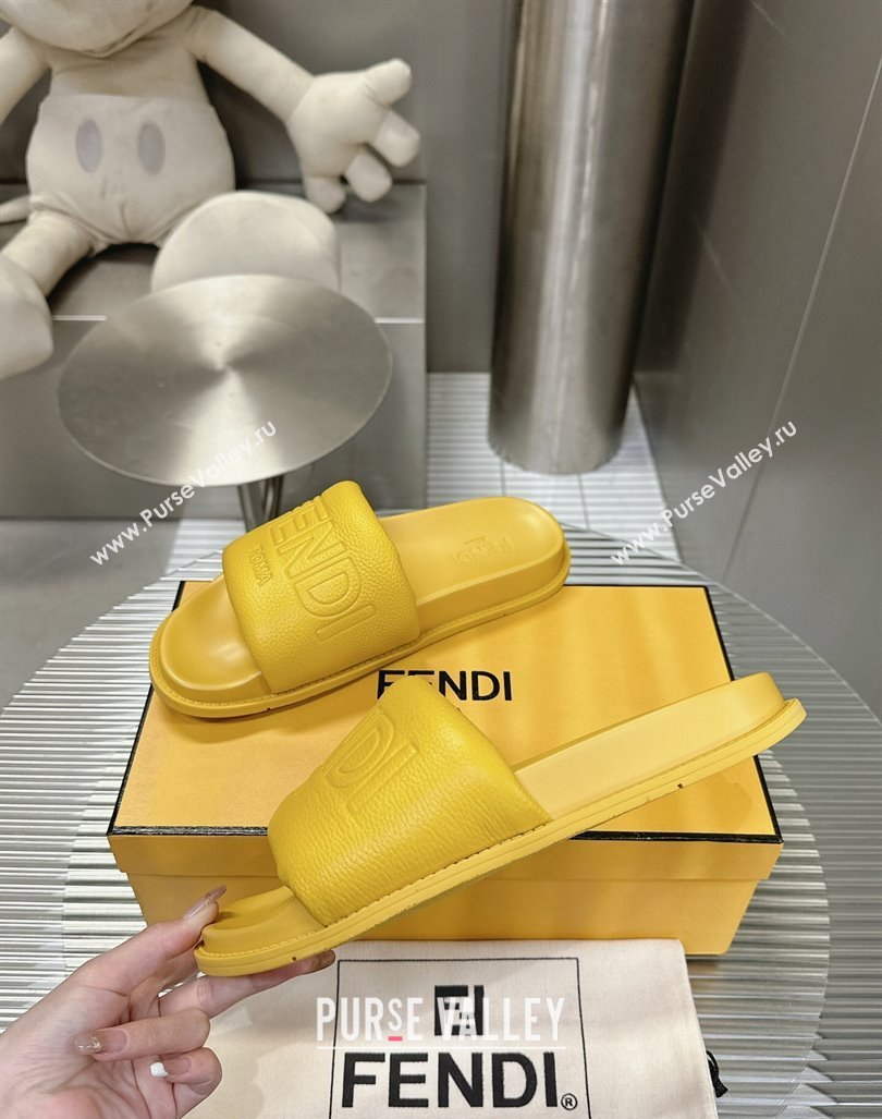 Fendi Roma Calfskin Flat Slide Sandals Yellow 2024 0604 (MD-240604155)