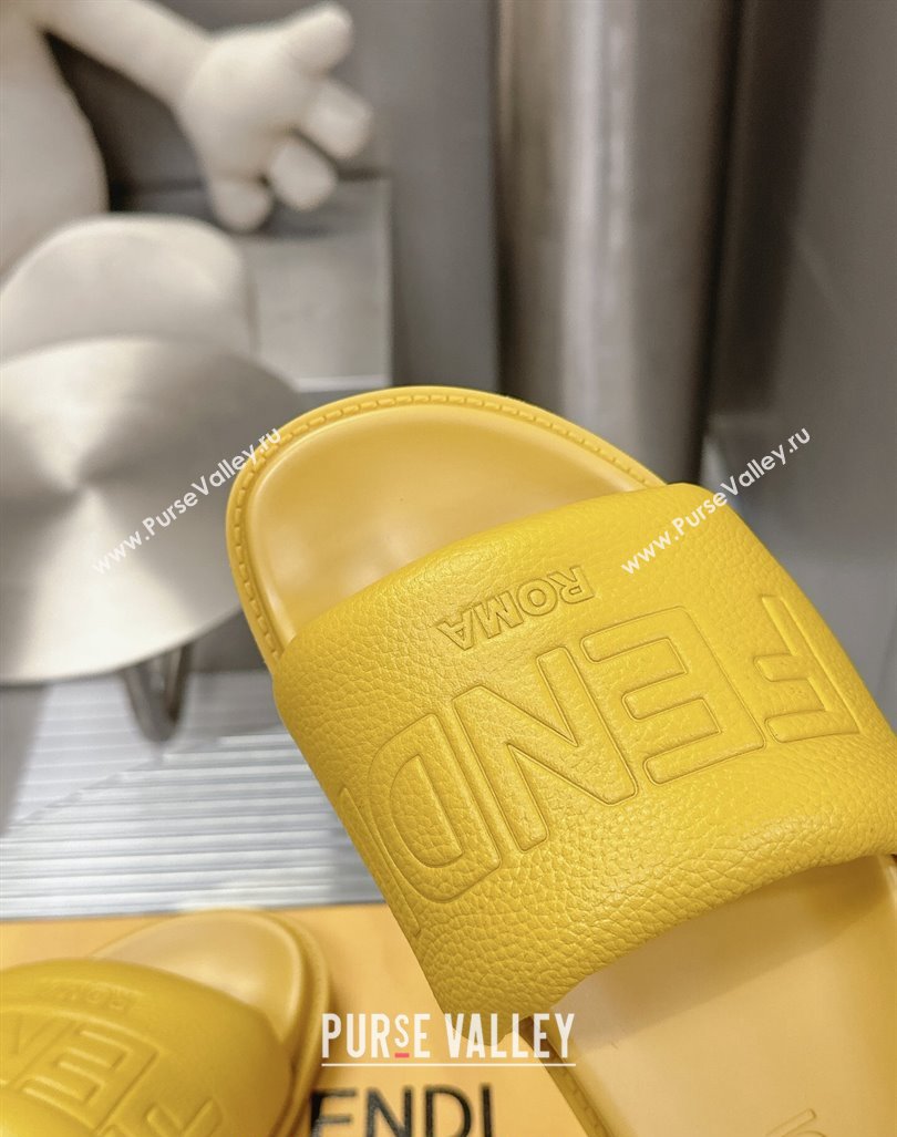Fendi Roma Calfskin Flat Slide Sandals Yellow 2024 0604 (MD-240604155)