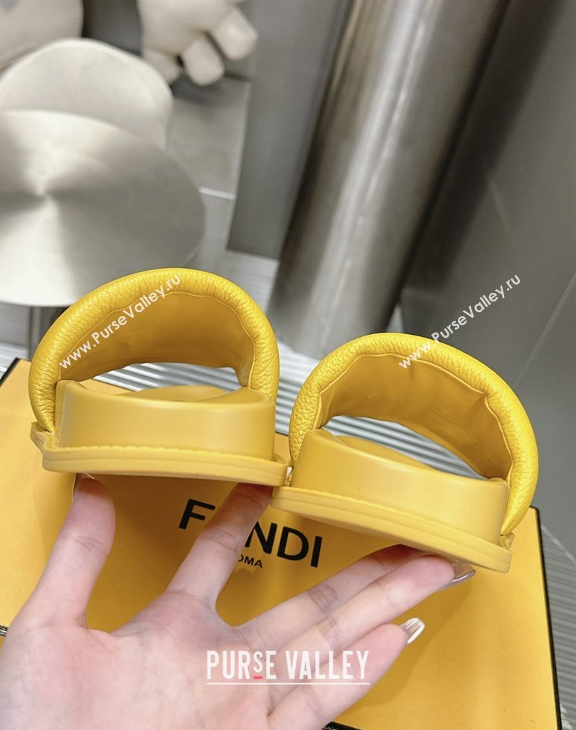 Fendi Roma Calfskin Flat Slide Sandals Yellow 2024 0604 (MD-240604155)